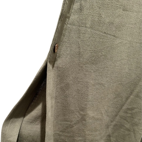 Wide Leg Linen Viscose Button Pants Olive Tassel Detail - Picture 5 of 8